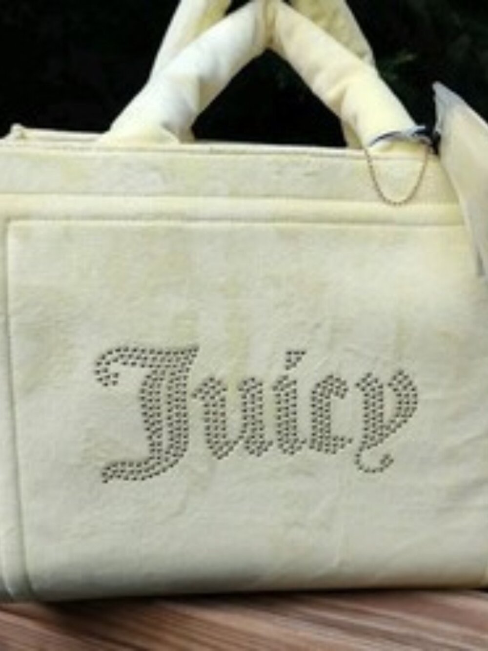 JUICY COUTURE Velour Extra Spender Large Tote Bag Yellow Pear Retro 90s NWT